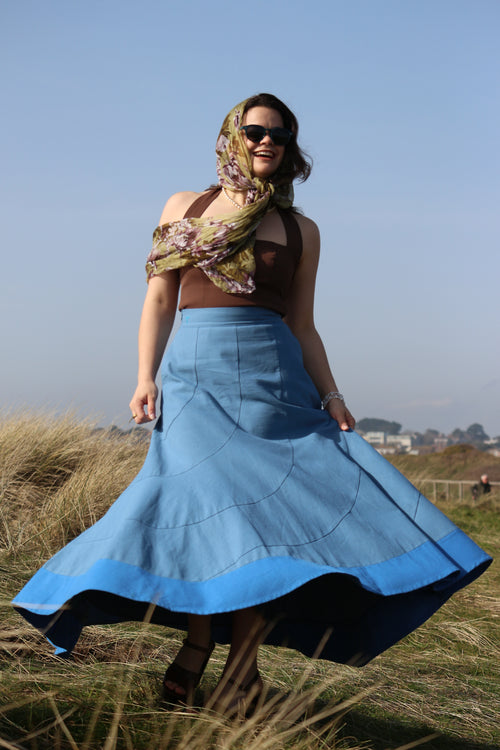 Tavz Spiral Maxi Skirt — Blue & Pink