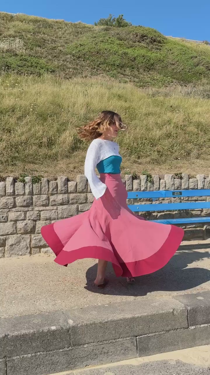 Tavz Spiral Maxi Skirt — Blue & Pink