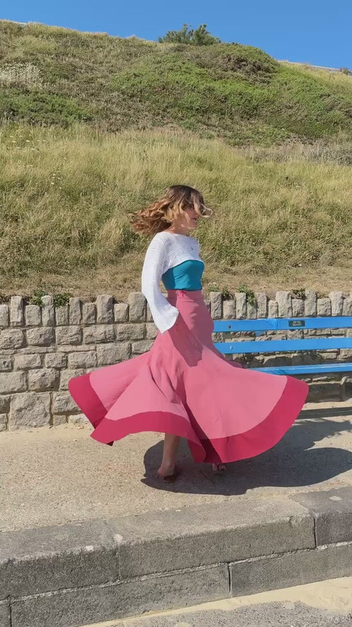 Tavz Spiral Maxi Skirt — Blue & Pink